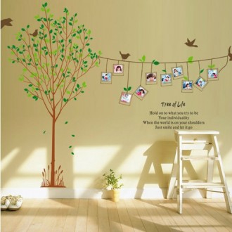 Tree of Life, Photo Frame Tree and Birds Wall Sticker 